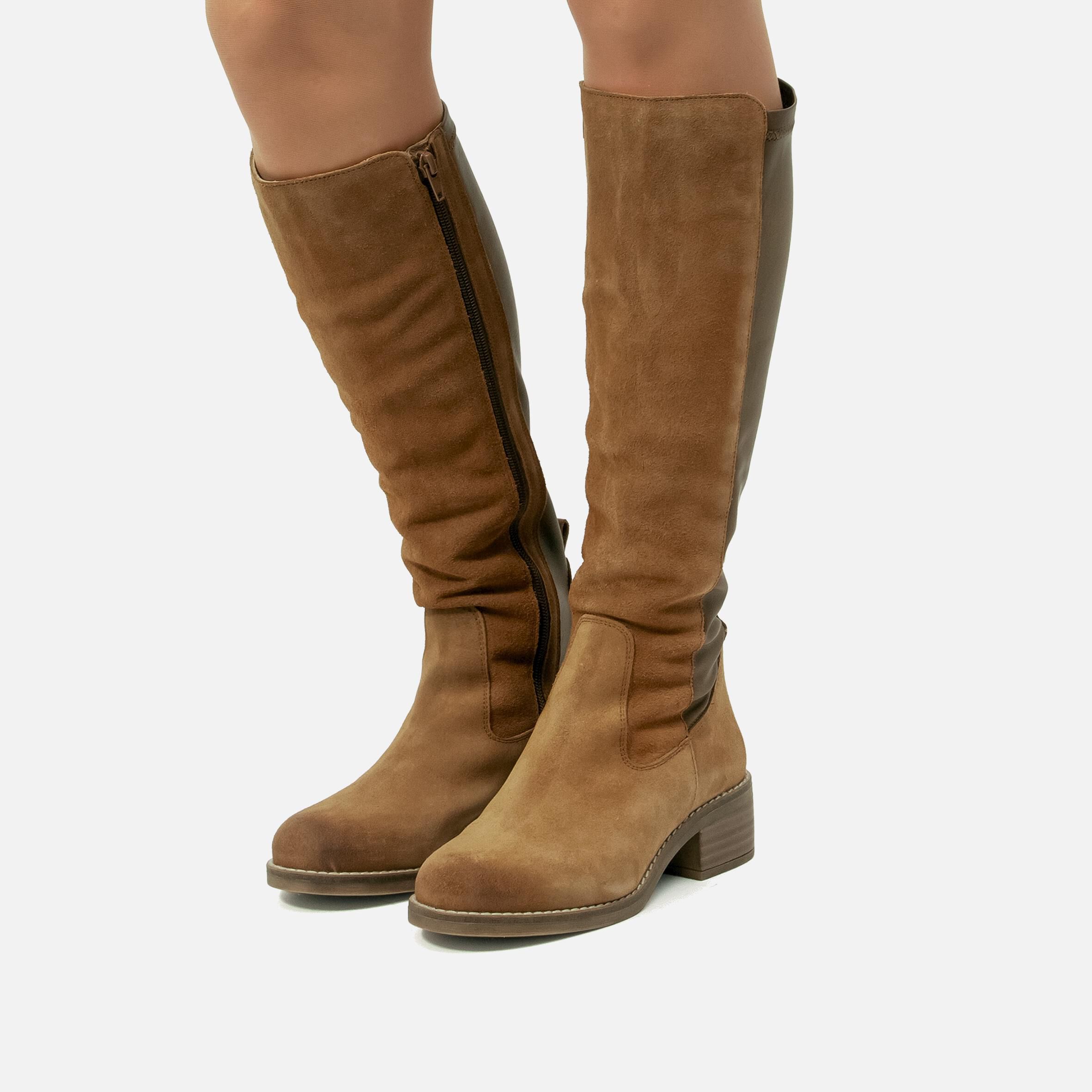 Bottes marron plates femmes sales